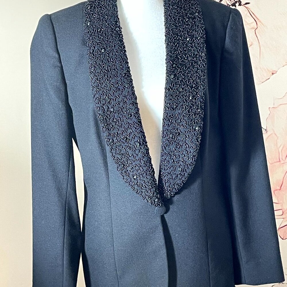 John Meyer  of Norwich Black TUXEDO Jacket Removable Beaded Shawl Lapel 8